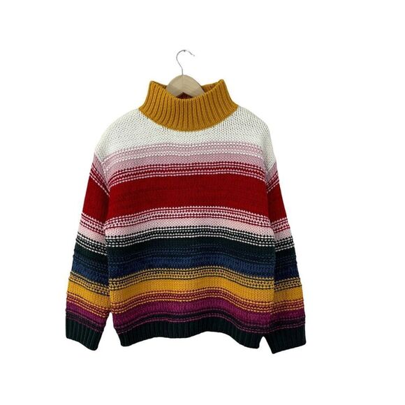 Sundance Small Color Vibes Sweater Rainbow Pullover Mock Neck Textured Womens - Picture 3 of 11